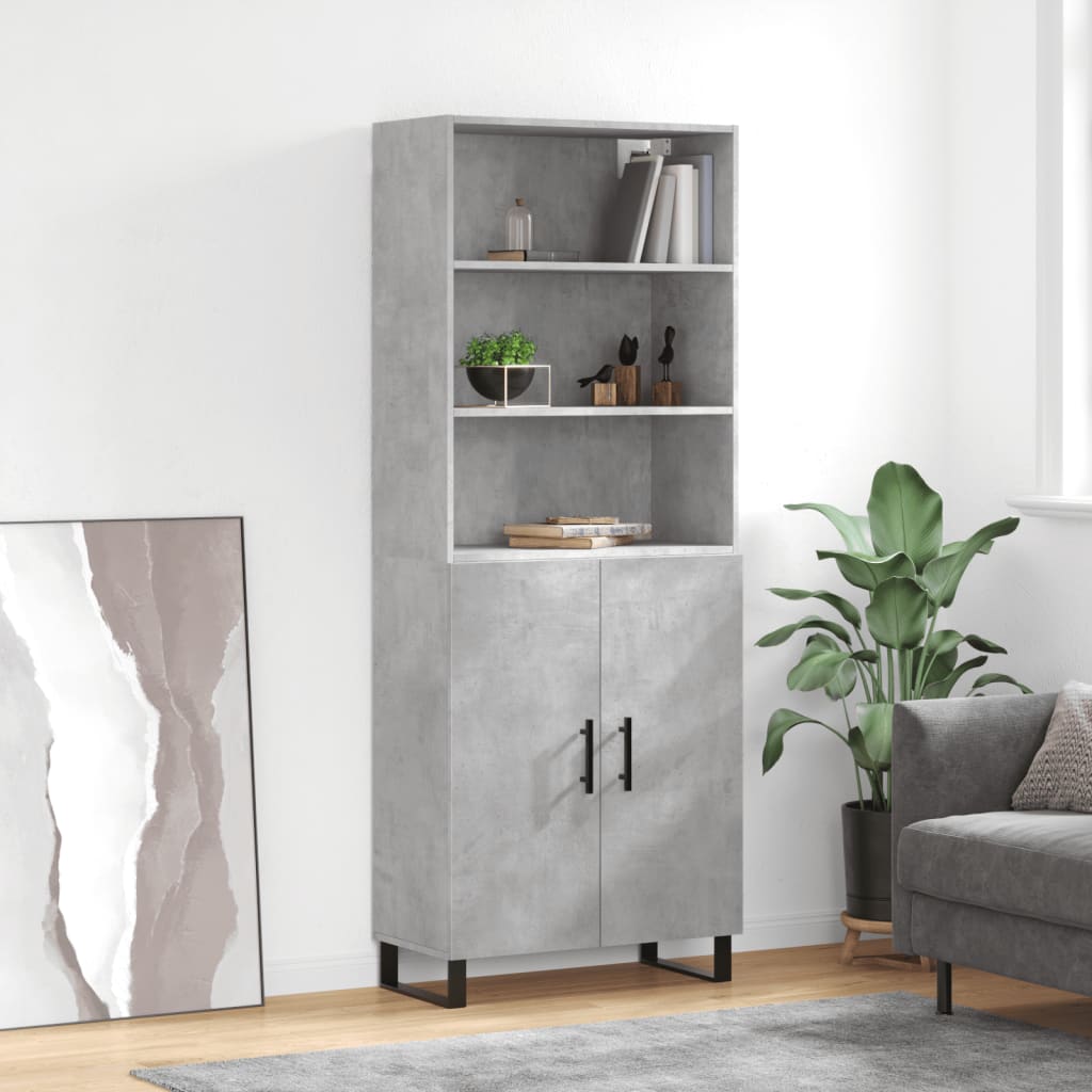Kumode, betona pelēka krāsa, 69,5x34x180cm, apstrādāta koksne