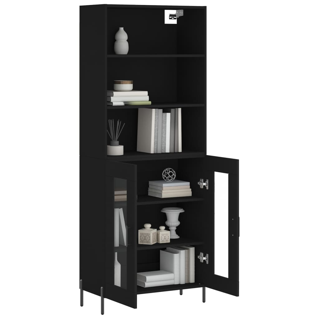 Chest of drawers, black, 69.5x34x180cm, engineered wood