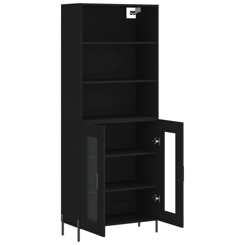 Chest of drawers, black, 69.5x34x180cm, engineered wood