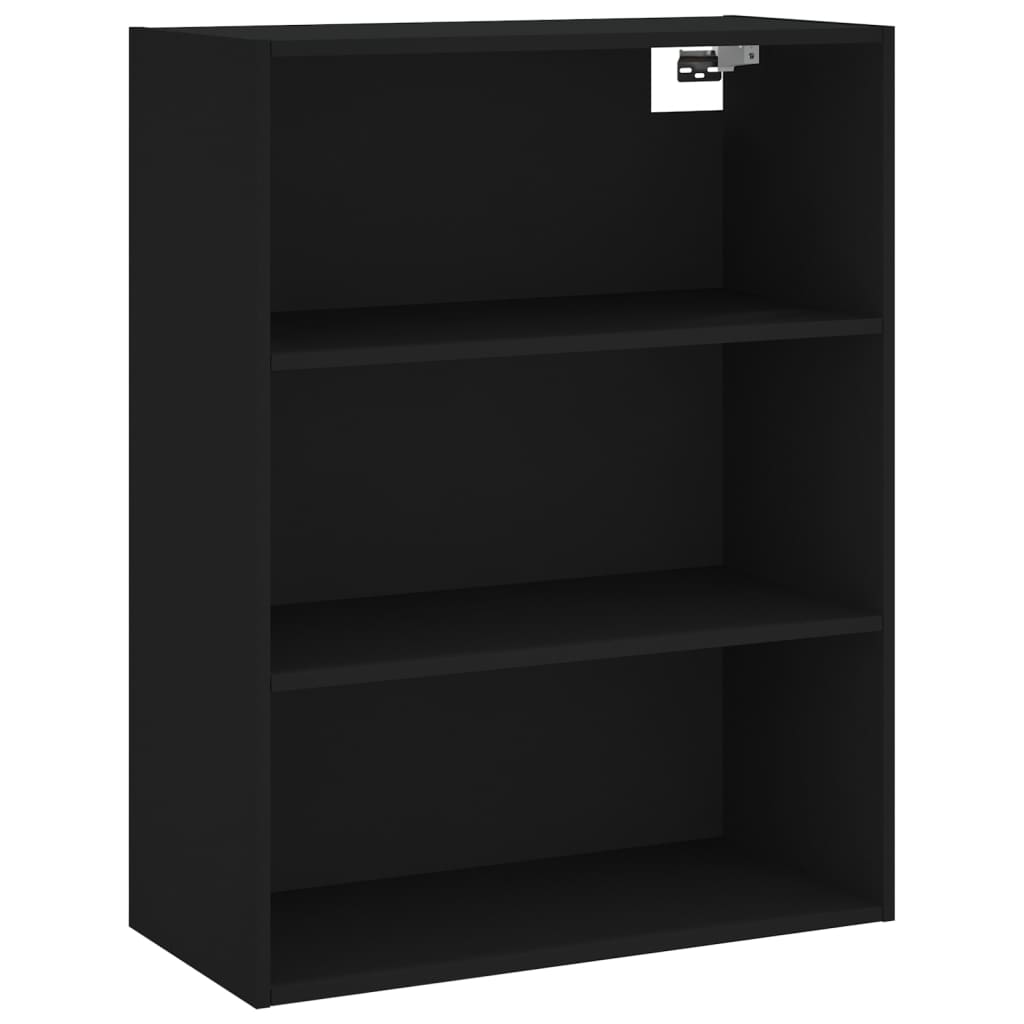 Chest of drawers, black, 69.5x34x180cm, engineered wood