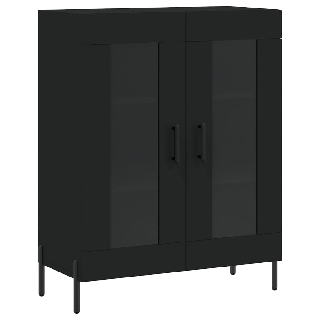 Chest of drawers, black, 69.5x34x180cm, engineered wood