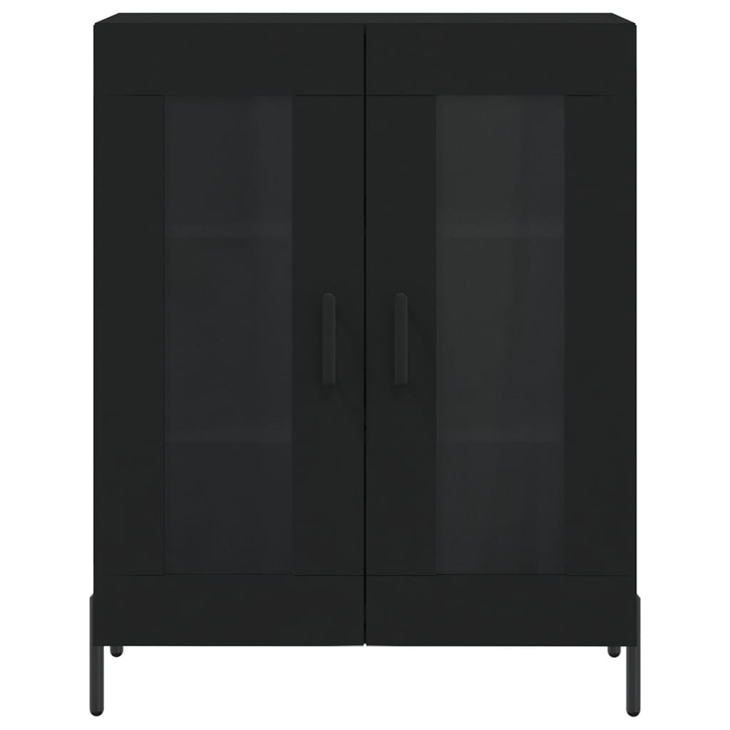 Chest of drawers, black, 69.5x34x180cm, engineered wood