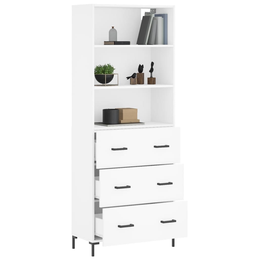 Chest of drawers, white, 69.5x34x180cm, engineered wood