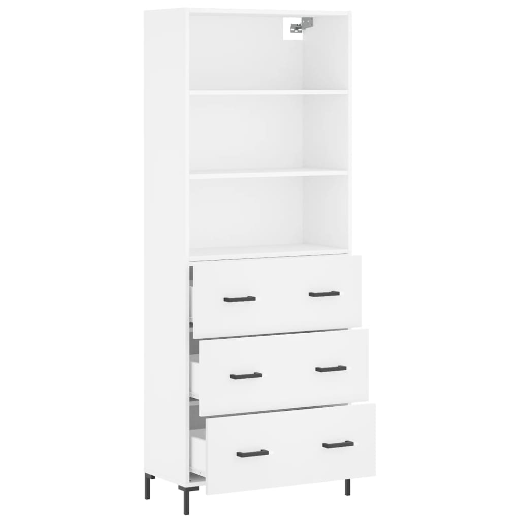 Chest of drawers, white, 69.5x34x180cm, engineered wood