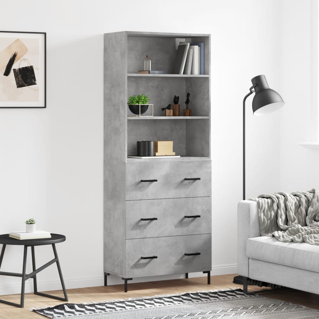 Kumode, betona pelēka krāsa, 69,5x34x180cm, apstrādāta koksne