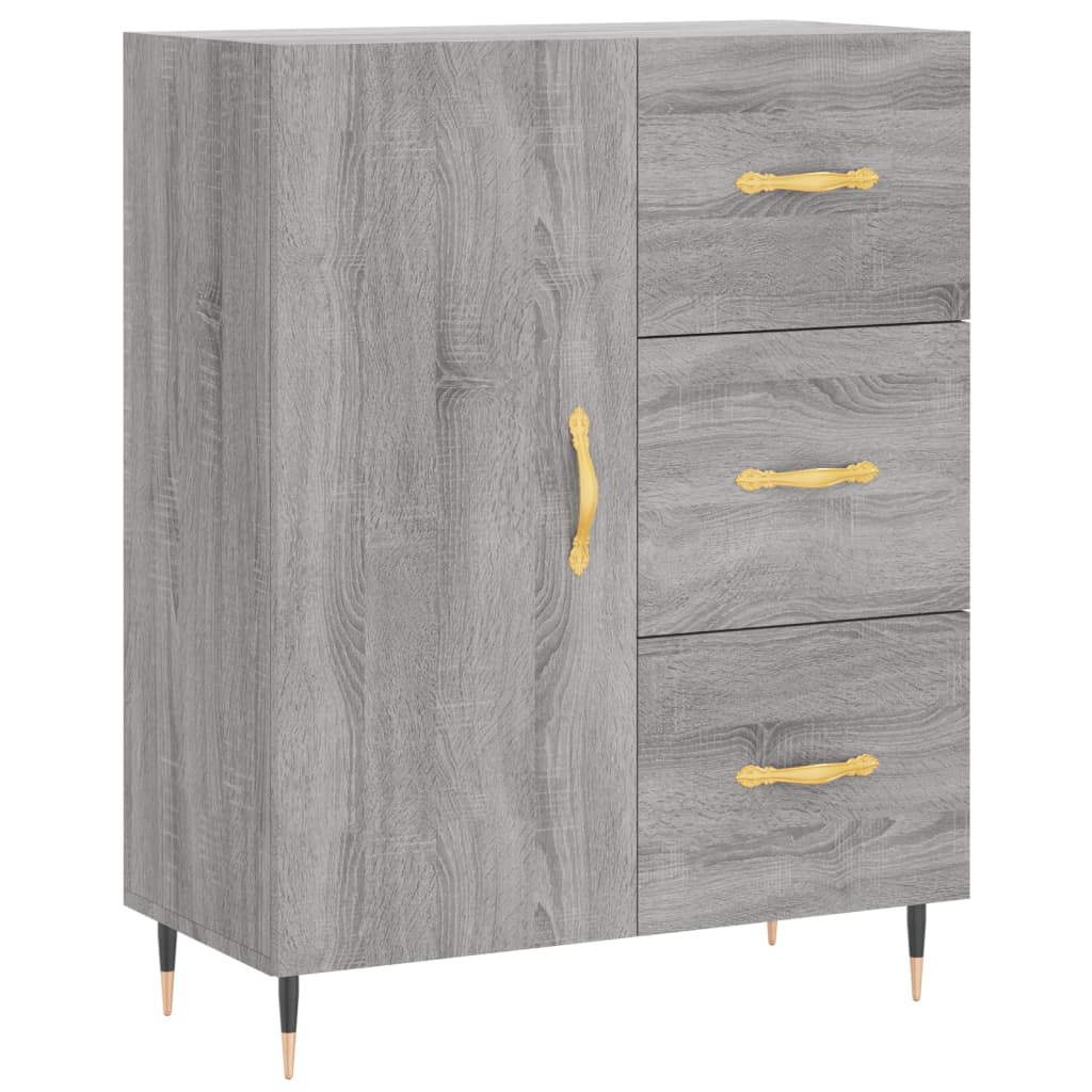 Chest of drawers, grey oak, 69.5x34x180cm, engineered wood