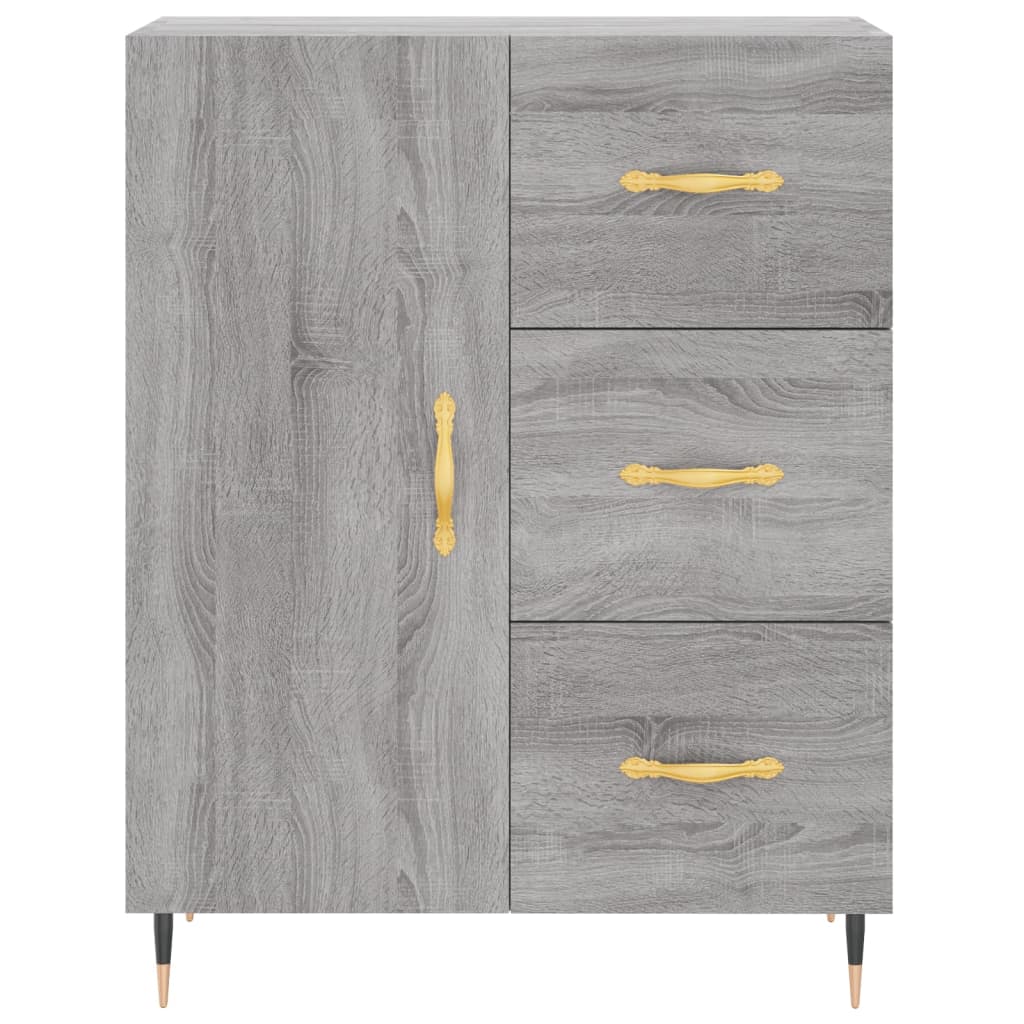 Chest of drawers, grey oak, 69.5x34x180cm, engineered wood