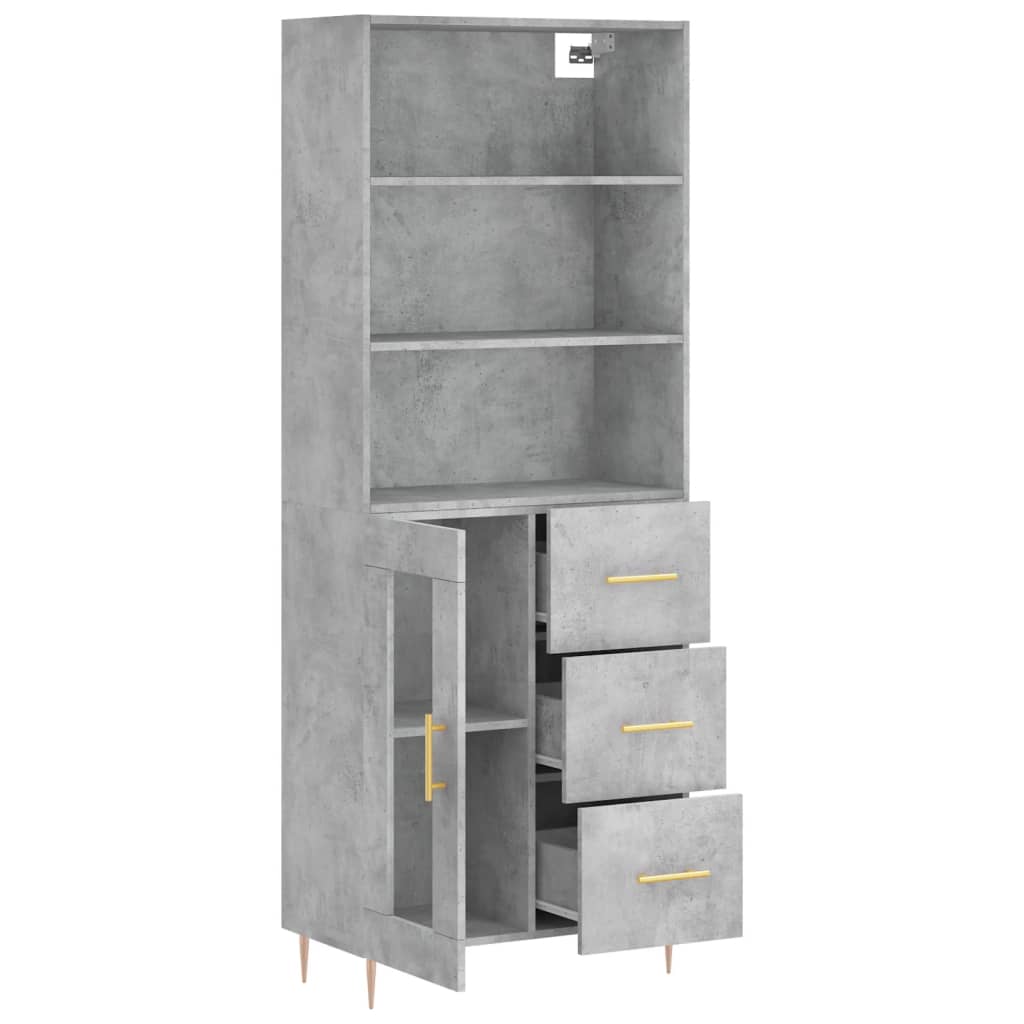 Chest of drawers, concrete grey, 69.5x34x180cm, engineered wood