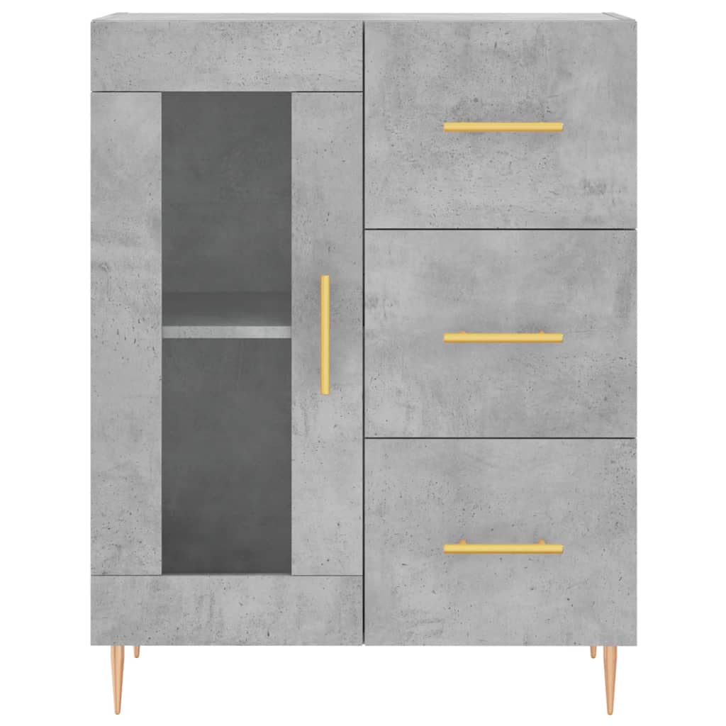 Chest of drawers, concrete grey, 69.5x34x180cm, engineered wood