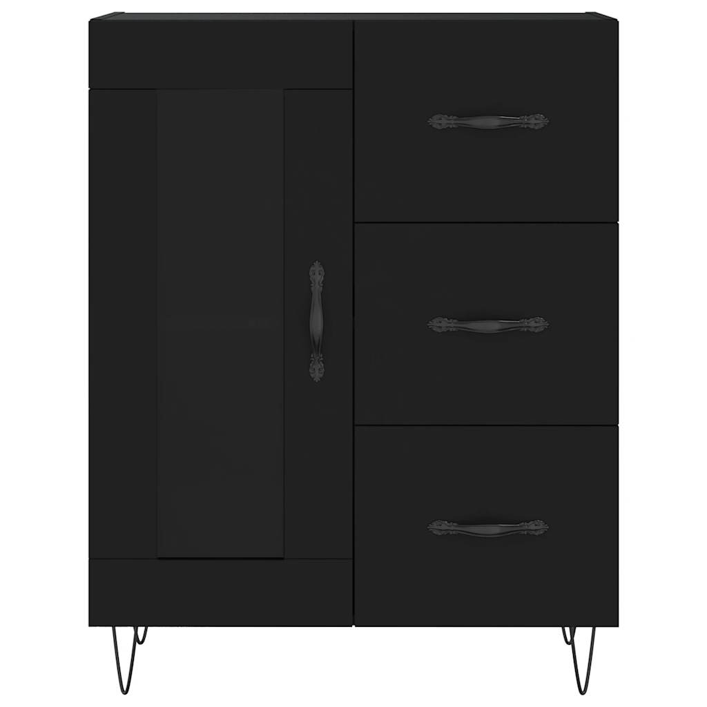 Chest of drawers, black, 69.5x34x180cm, engineered wood