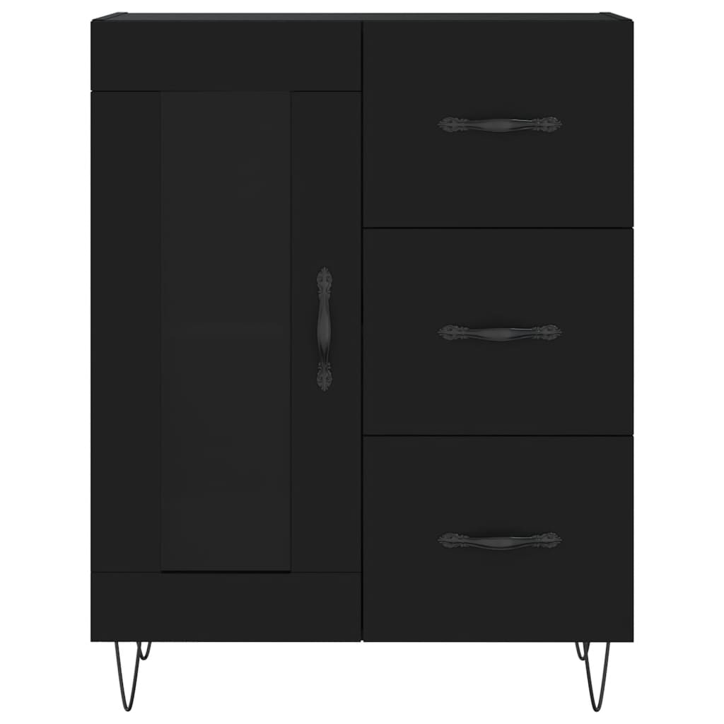 Chest of drawers, black, 69.5x34x180cm, engineered wood