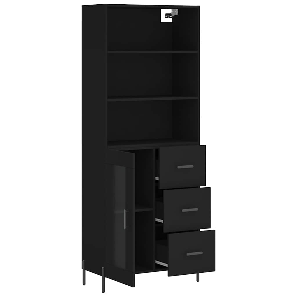 Chest of drawers, black, 69.5x34x180cm, engineered wood