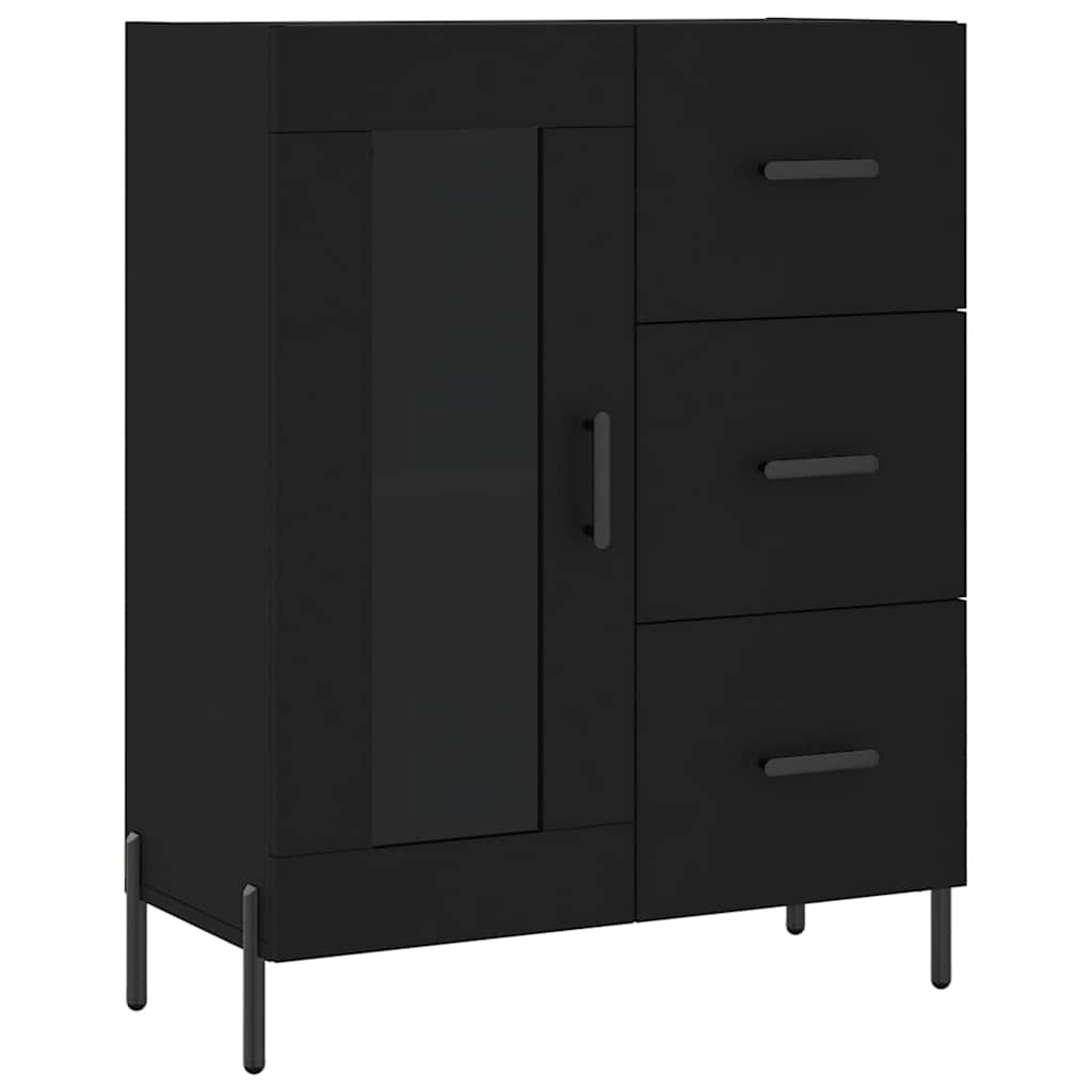 Chest of drawers, black, 69.5x34x180cm, engineered wood