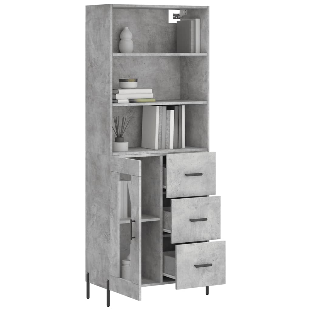 Chest of drawers, concrete grey, 69.5x34x180cm, engineered wood