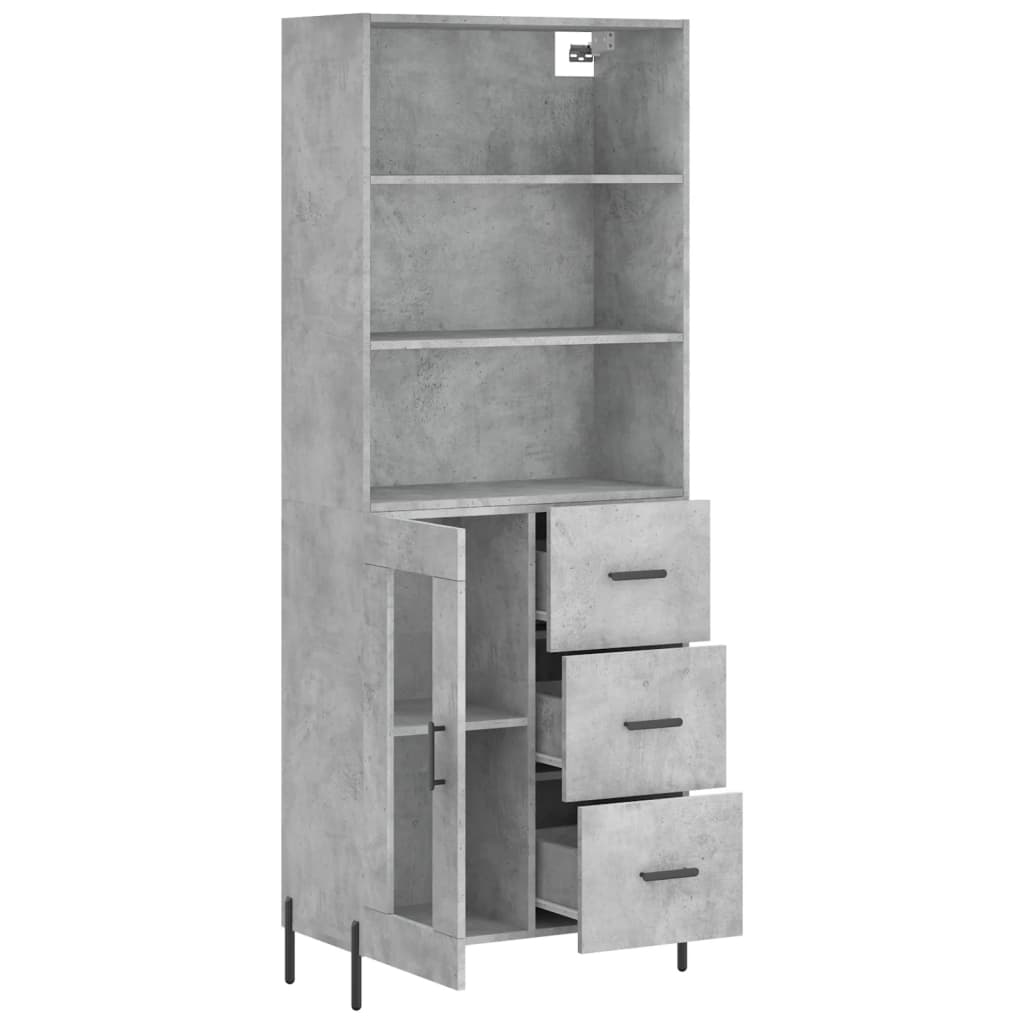 Chest of drawers, concrete grey, 69.5x34x180cm, engineered wood