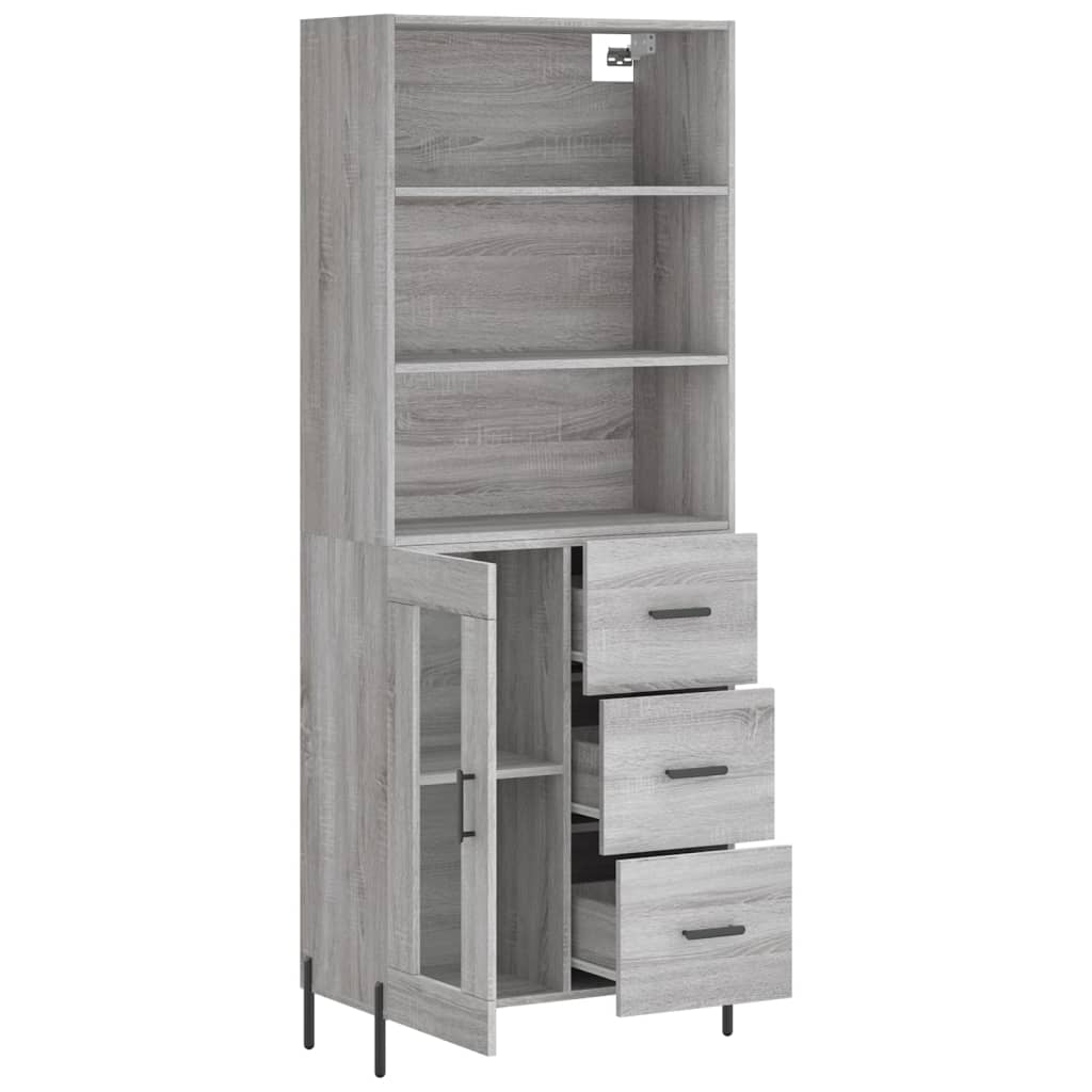 Kumode, pelēka ozolkoka krāsa, 69,5x34x180cm, apstrādāta koksne