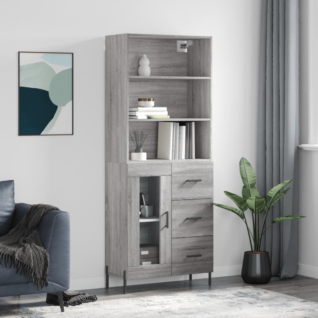 Kumode, pelēka ozolkoka krāsa, 69,5x34x180cm, apstrādāta koksne