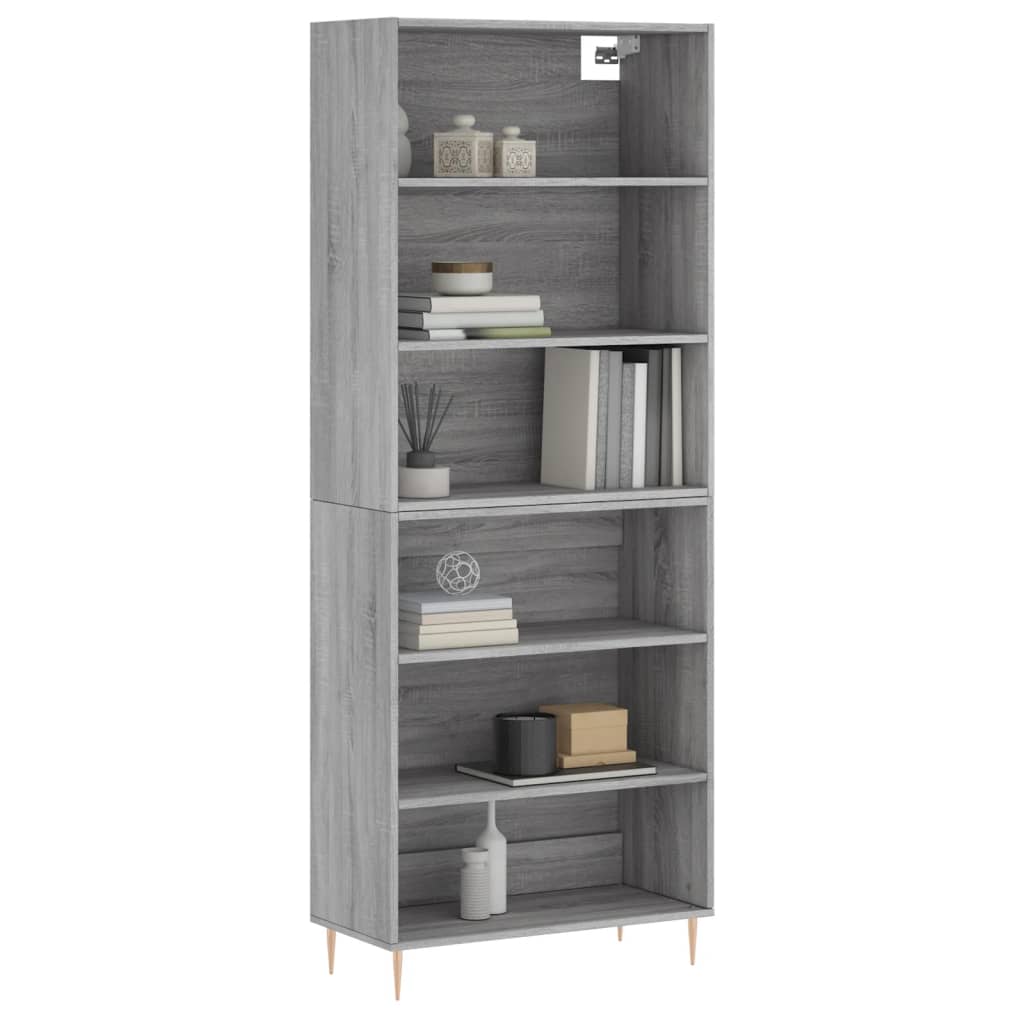 Chest of drawers, gray oak, 69.5x32.5x180cm, engineered wood