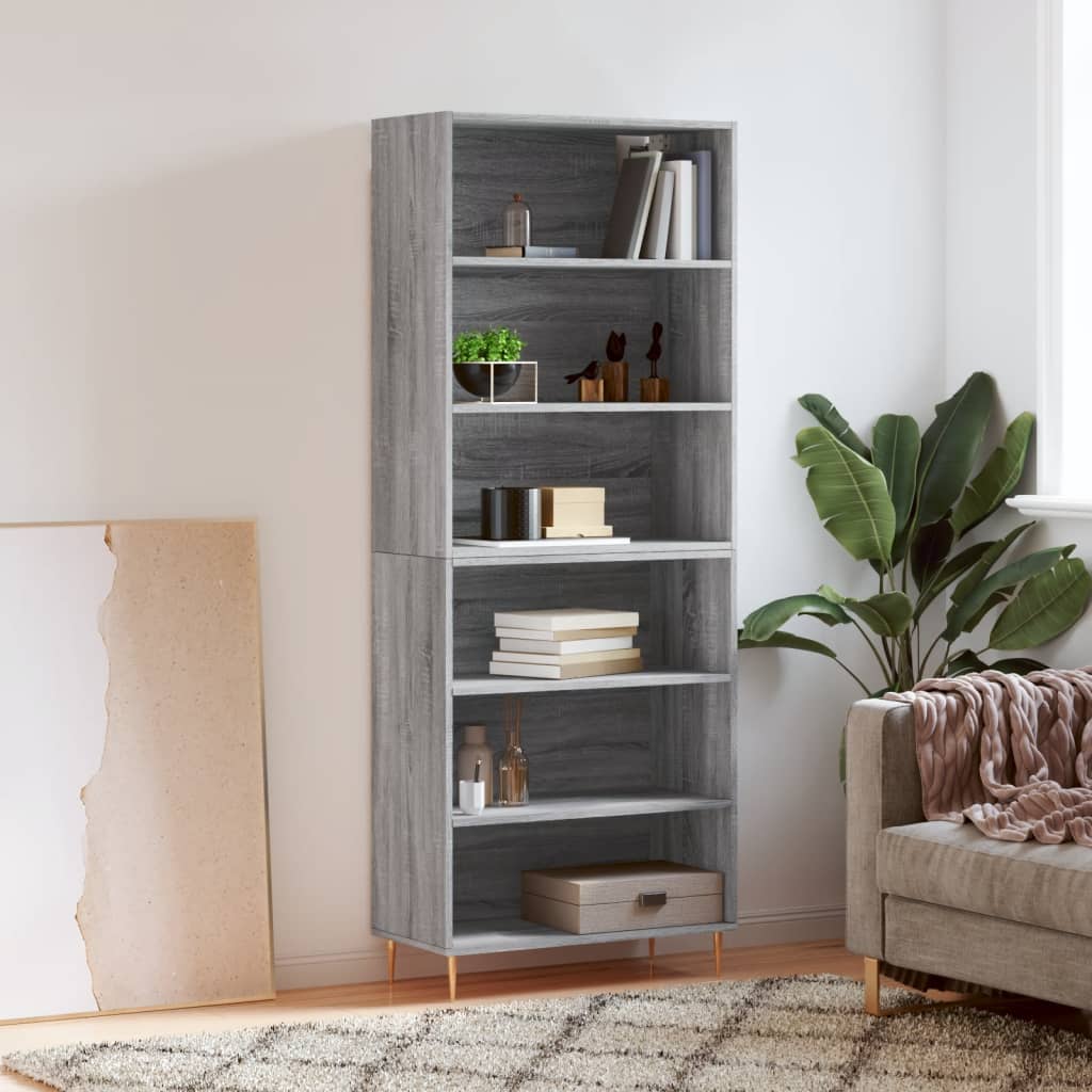 Chest of drawers, gray oak, 69.5x32.5x180cm, engineered wood