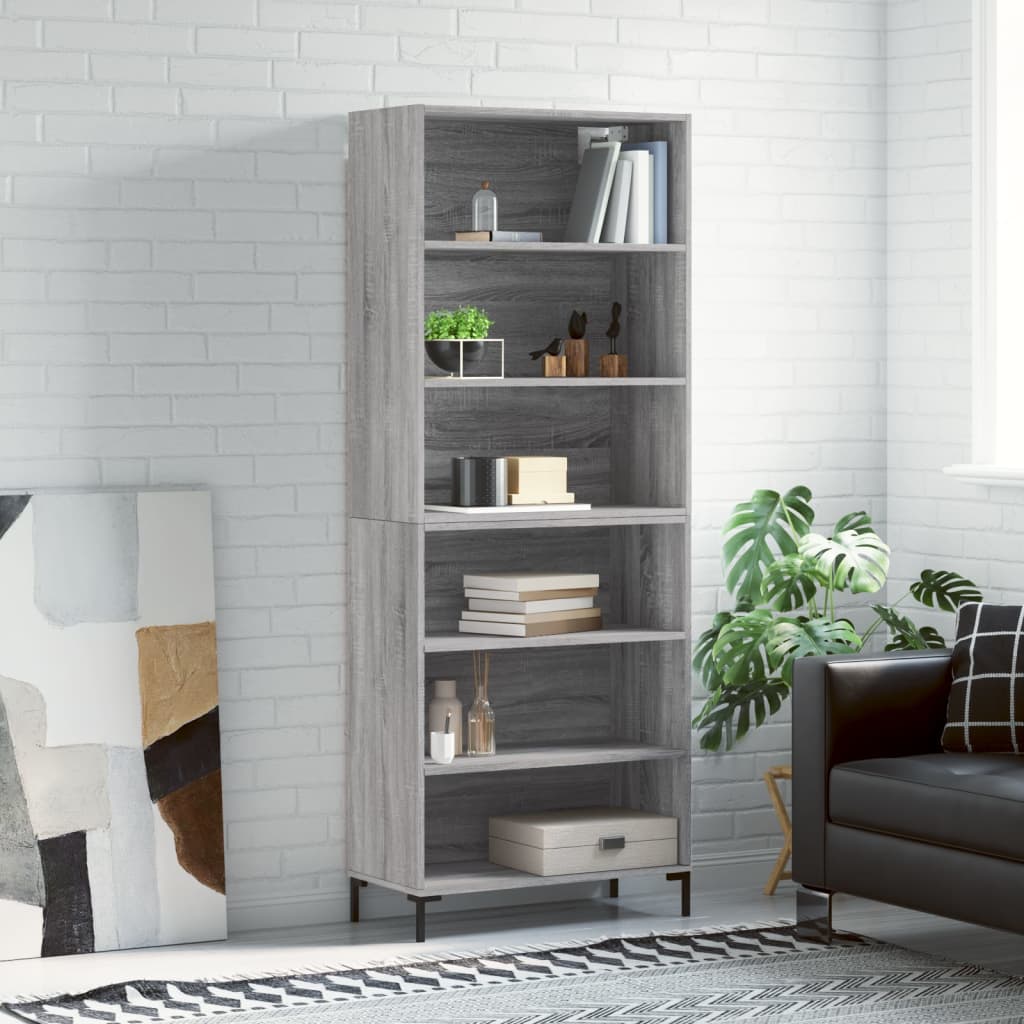 Chest of drawers, gray oak, 69.5x32.5x180cm, engineered wood