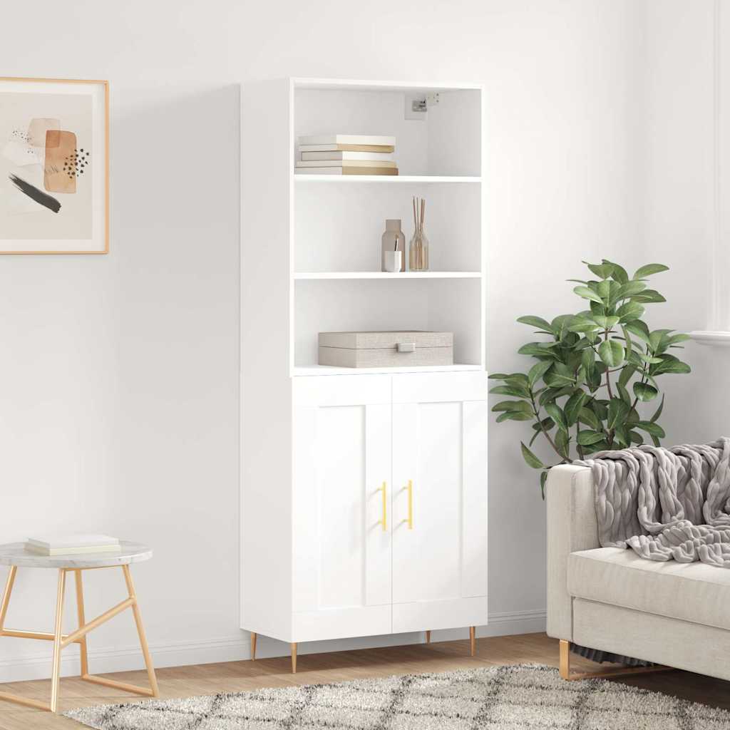 Chest of drawers, white, 69.5x34x180cm, engineered wood
