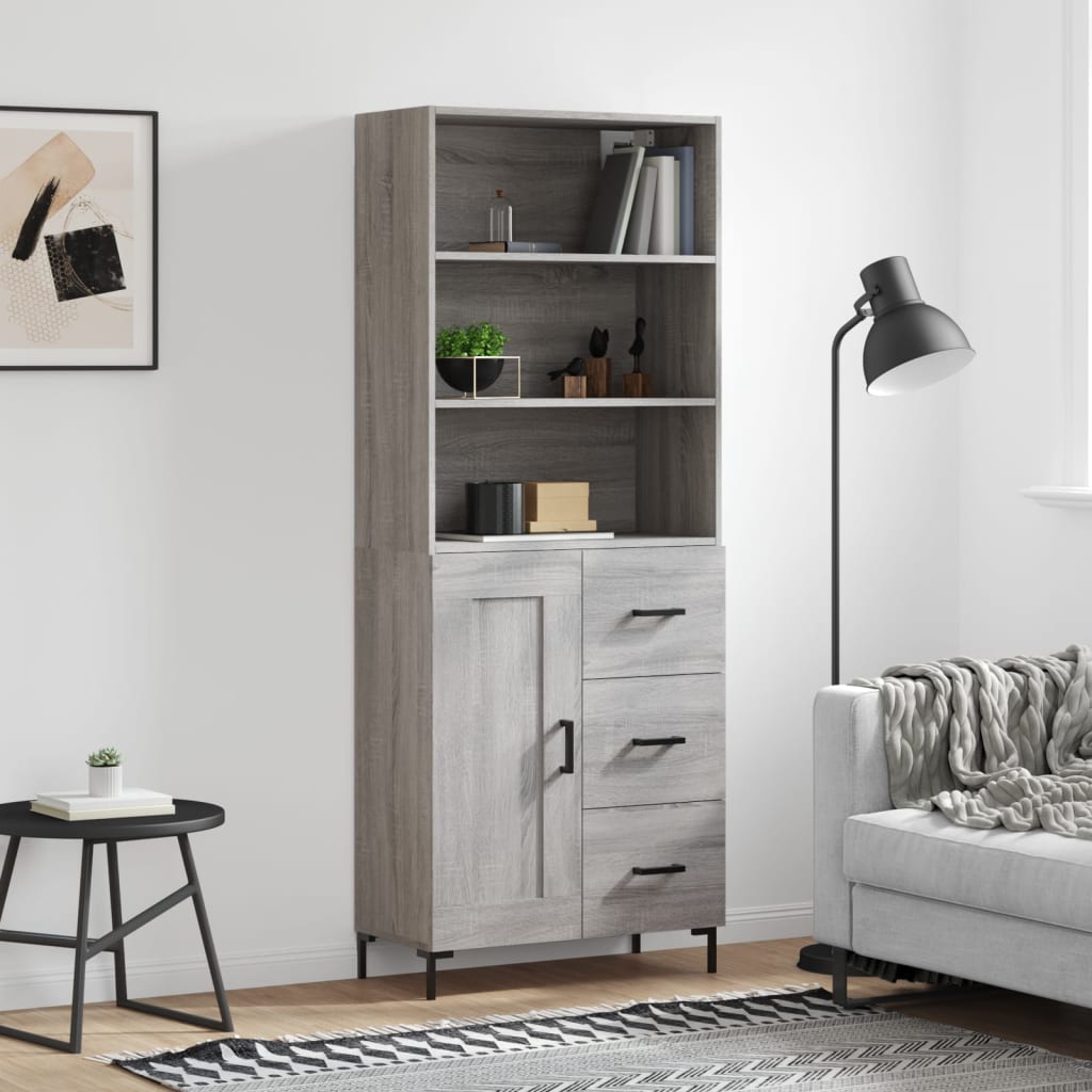 Kumode, pelēka ozolkoka krāsa, 69,5x34x180cm, apstrādāta koksne