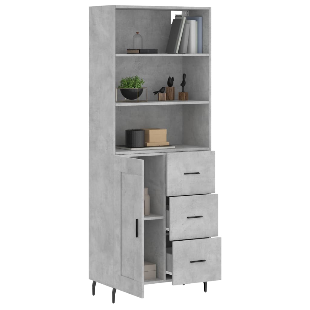 Chest of drawers, concrete grey, 69.5x34x180cm, engineered wood