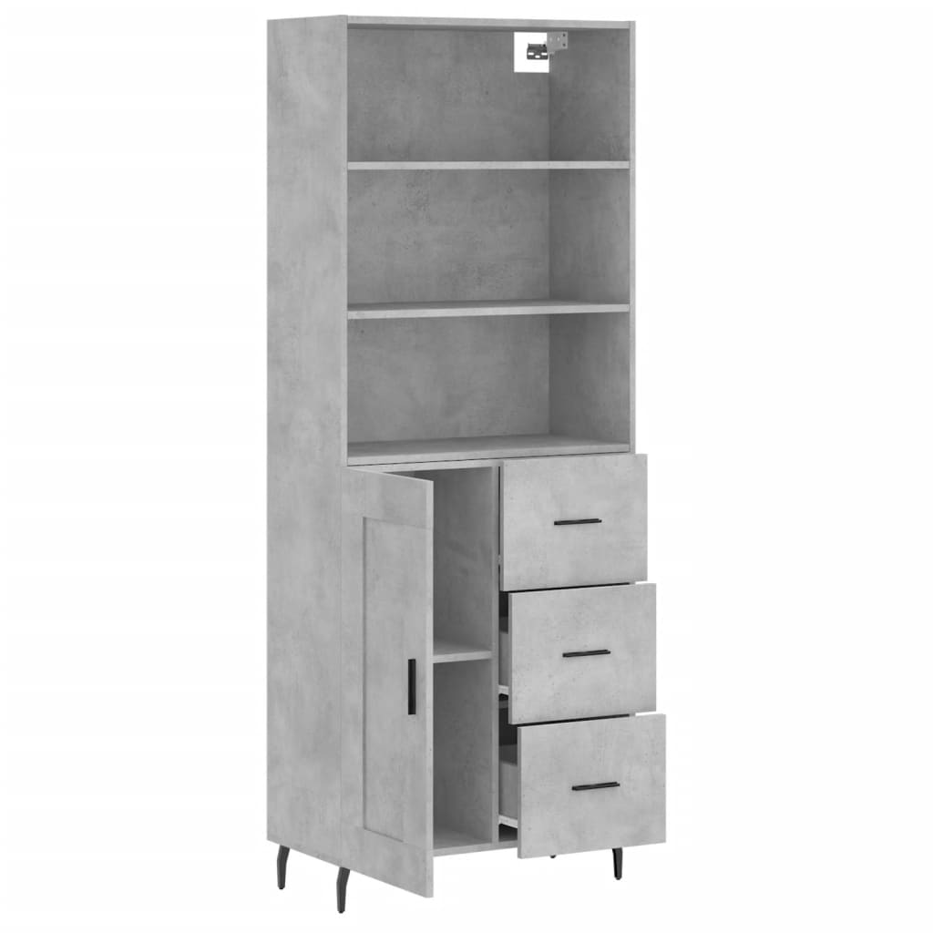 Chest of drawers, concrete grey, 69.5x34x180cm, engineered wood
