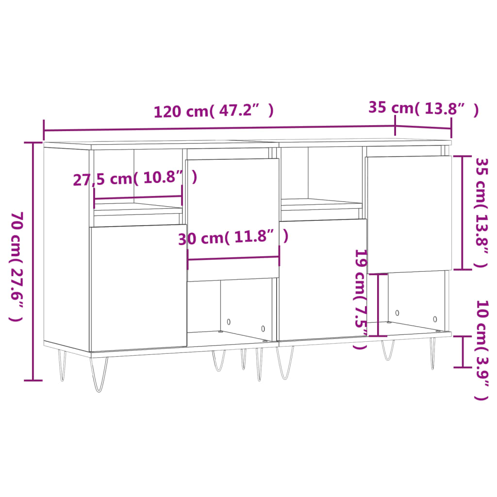 Sideboards, 2 pcs., Sonoma oak, engineered wood