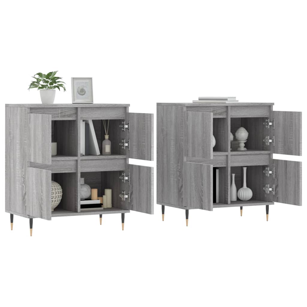 Bedside tables, 2 pcs., grey oak, engineered wood
