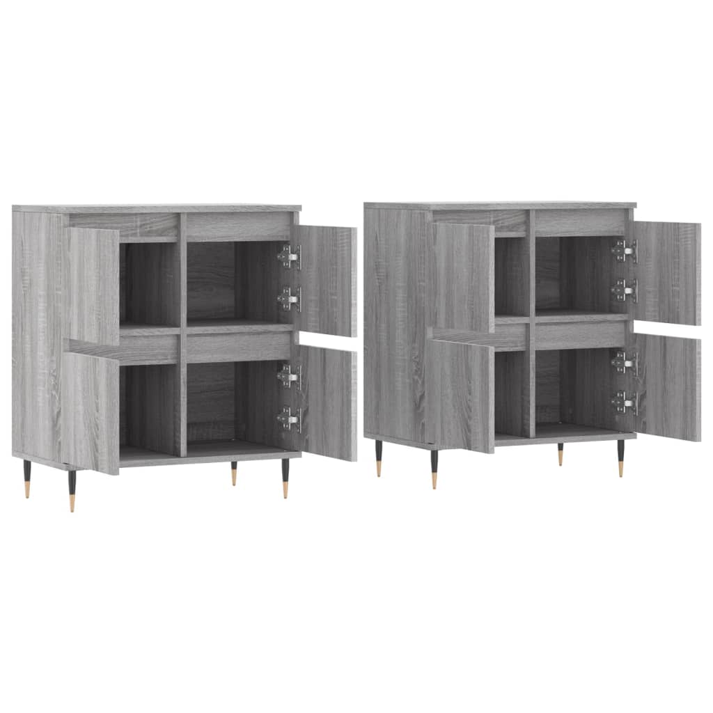 Bedside tables, 2 pcs., grey oak, engineered wood