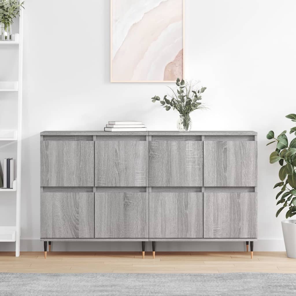 Bedside tables, 2 pcs., grey oak, engineered wood