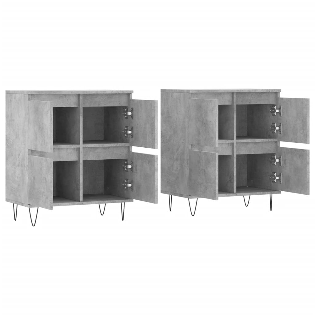 Side cabinets, 2 pcs., concrete grey, engineered wood