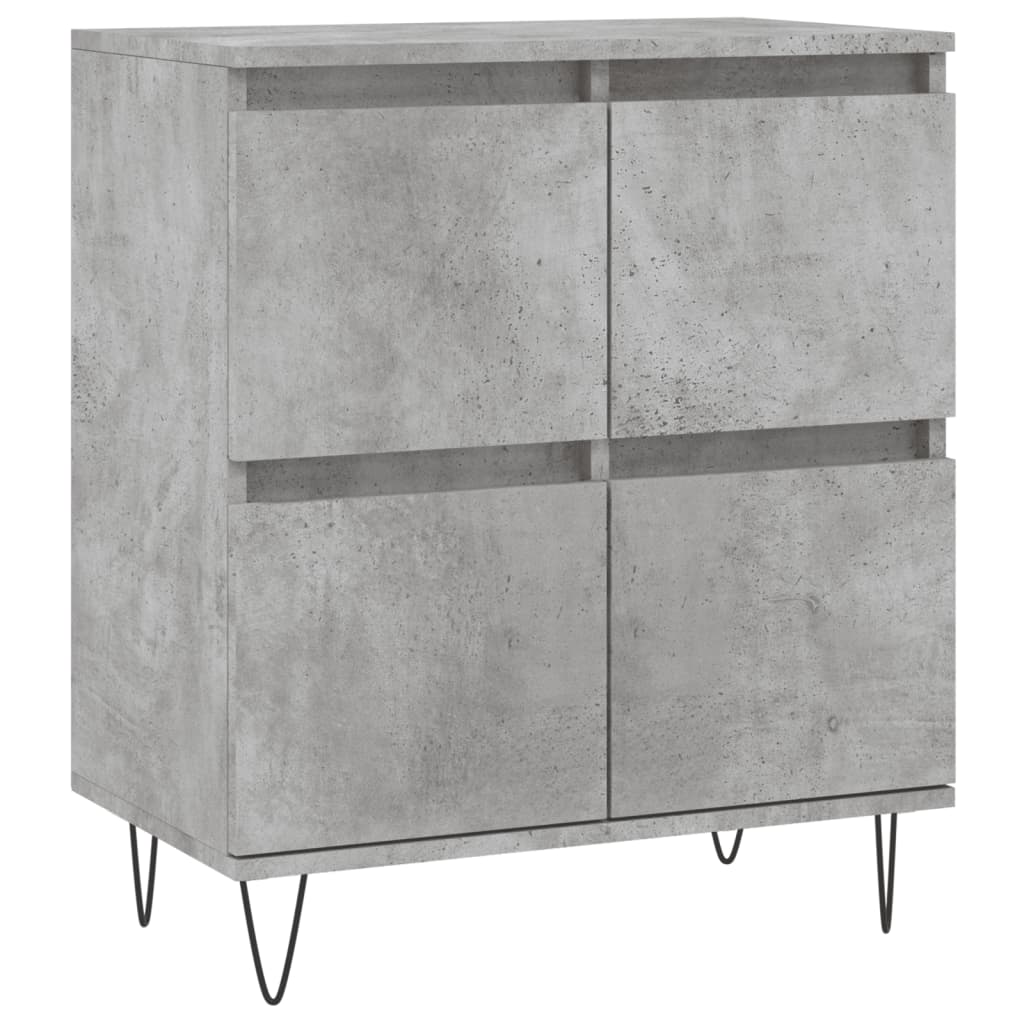 Side cabinets, 2 pcs., concrete grey, engineered wood
