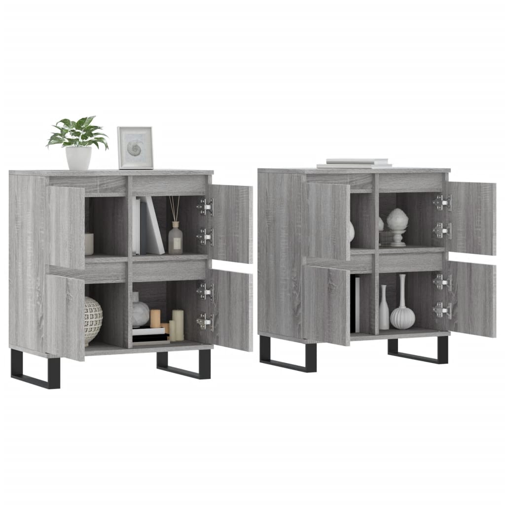 Bedside tables, 2 pcs., grey oak, engineered wood