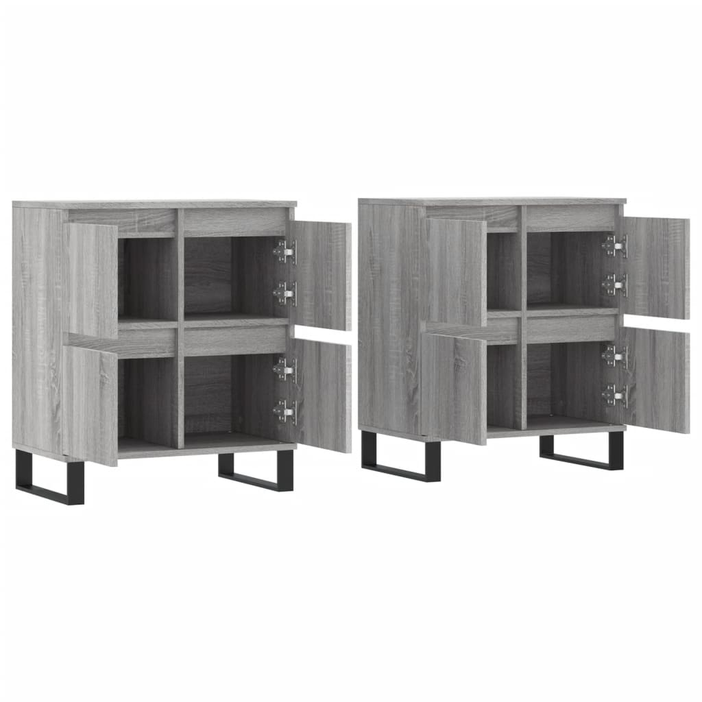 Bedside tables, 2 pcs., grey oak, engineered wood