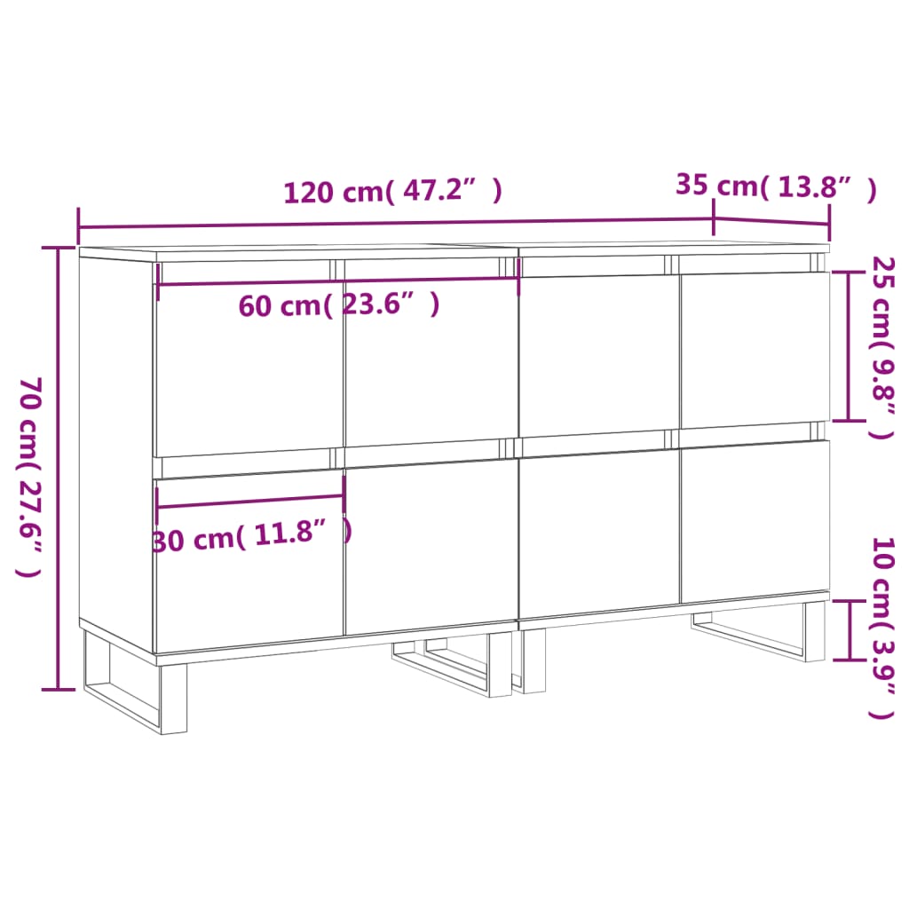 Bedside tables, 2 pcs., grey oak, engineered wood
