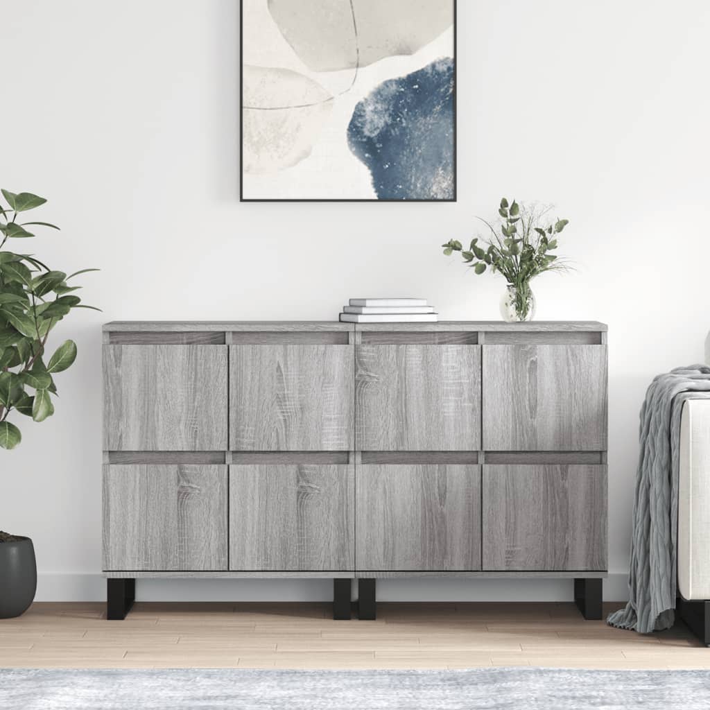 Bedside tables, 2 pcs., grey oak, engineered wood