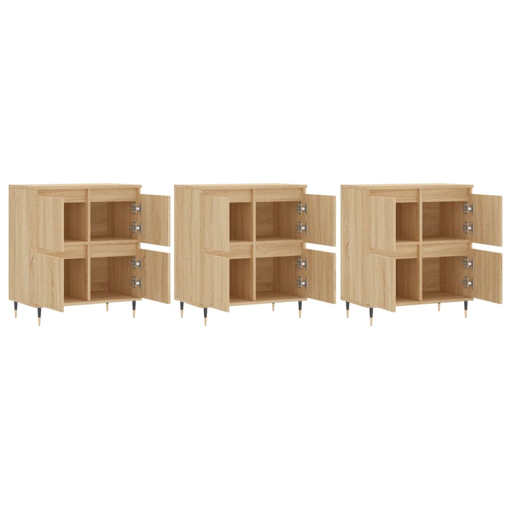 Side cabinets, 3 pcs., smoky oak, engineered wood
