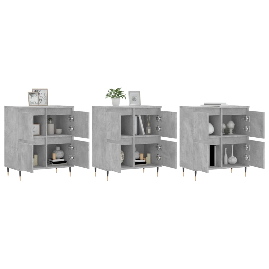 Sideboards, 3 pcs, concrete grey, engineered wood