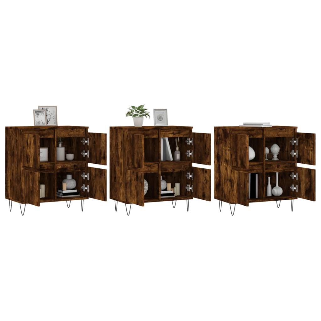 Sideboards, 3 pcs, smoky oak, engineered wood