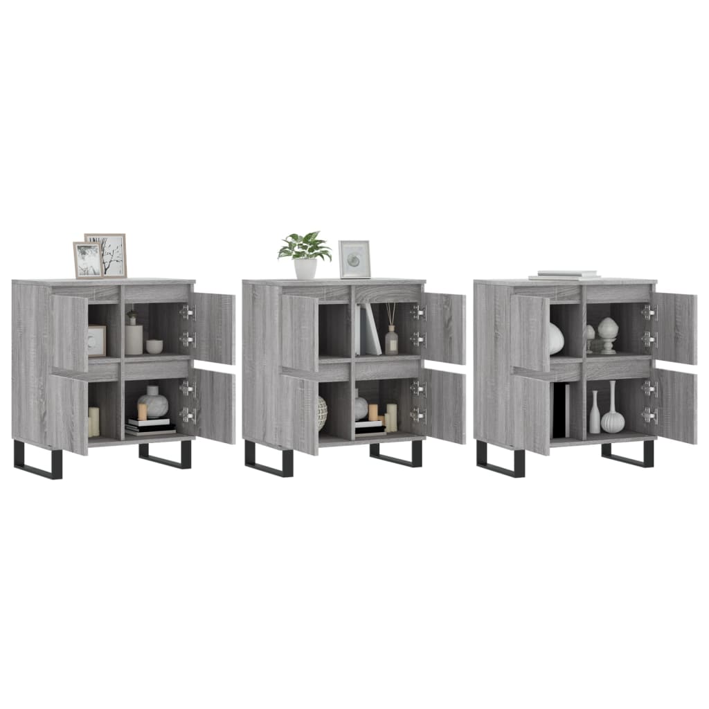 Sideboards, 3 pcs., grey oak, engineered wood
