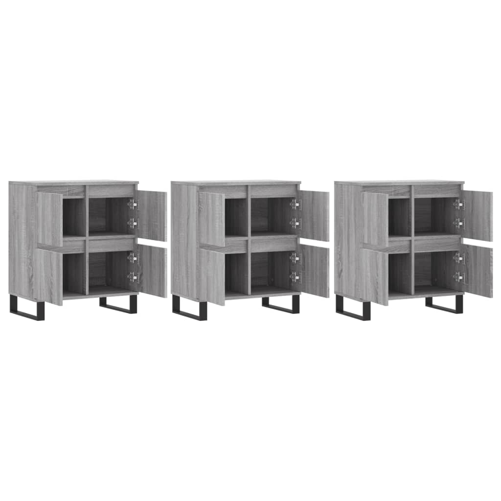 Sideboards, 3 pcs., grey oak, engineered wood