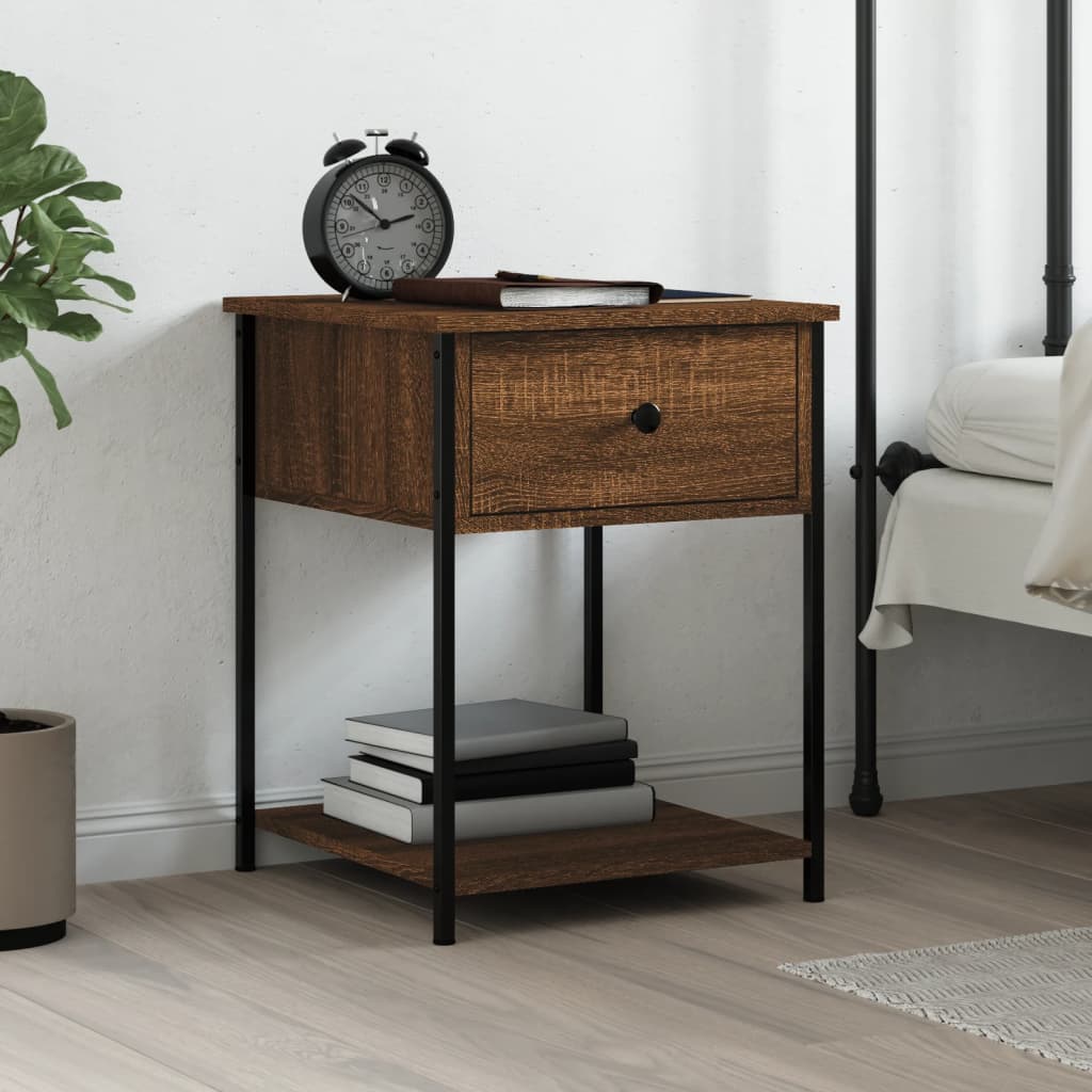 Nightstand, brown oak, 44x45x58cm, engineered wood