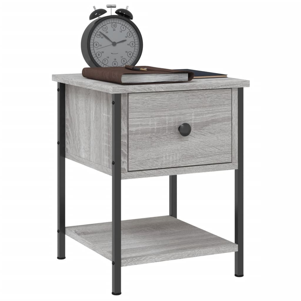 Bedside tables, 2 pcs, grey oak, 34x35.5x45cm, wood