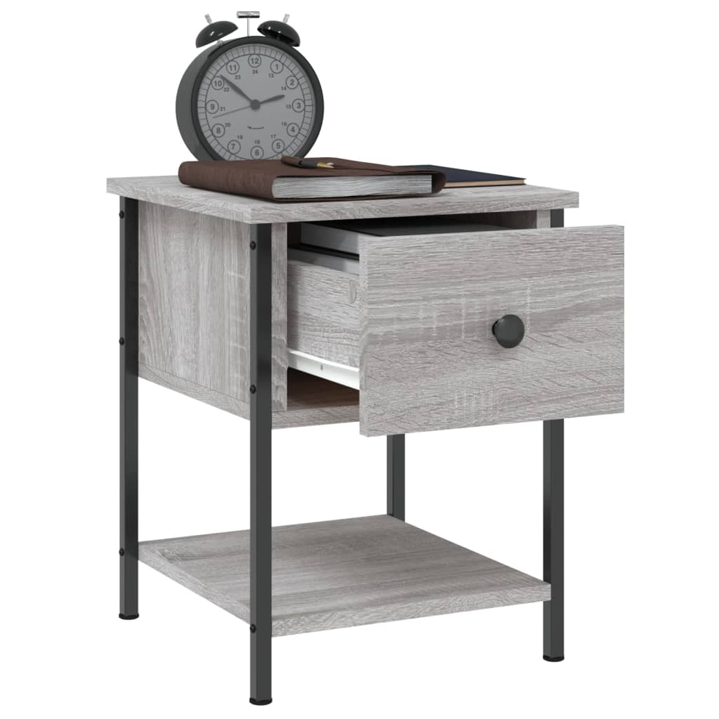 Bedside tables, 2 pcs, grey oak, 34x35.5x45cm, wood