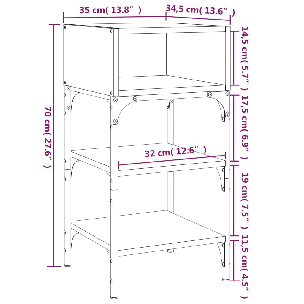 Nightstands, 2 pcs., grey oak, 35x34.5x70cm, wood
