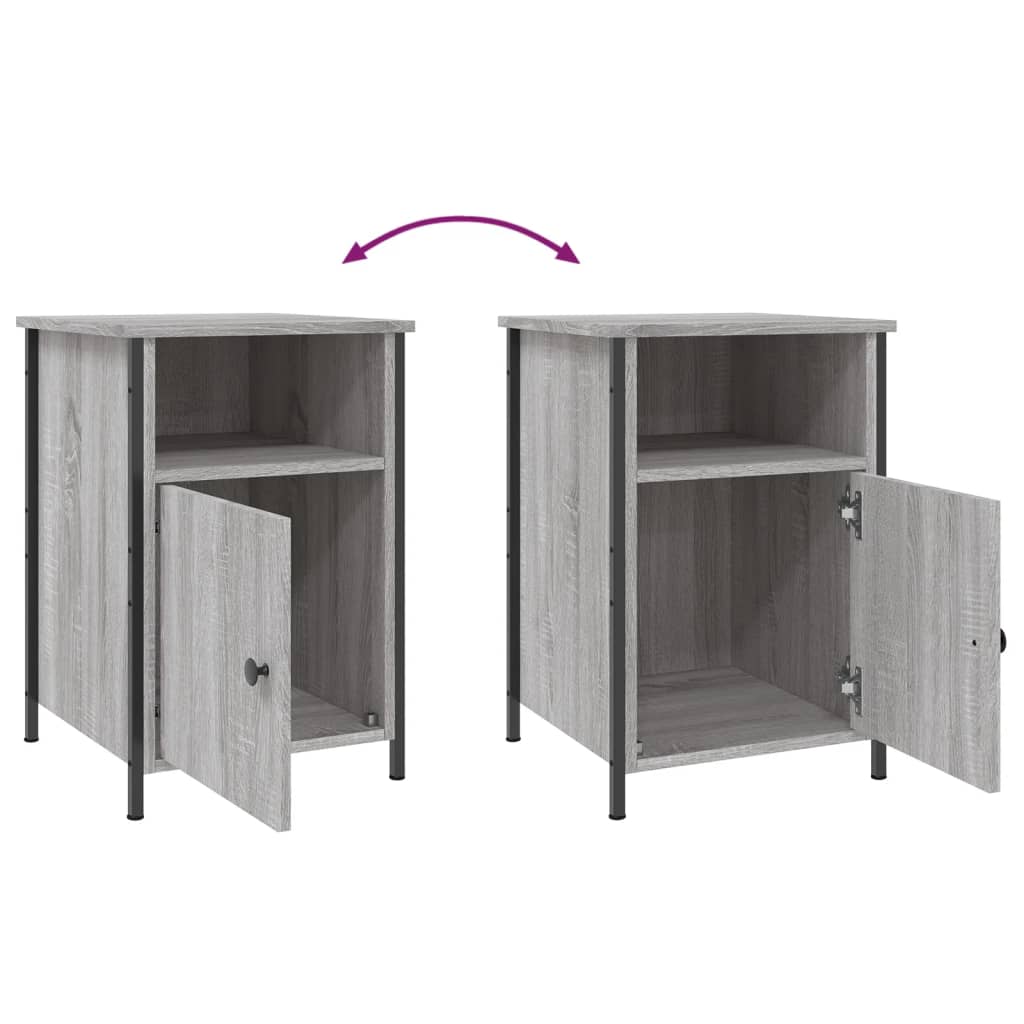 Bedside tables, 2 pcs., grey oak, 40x42x60cm, wood