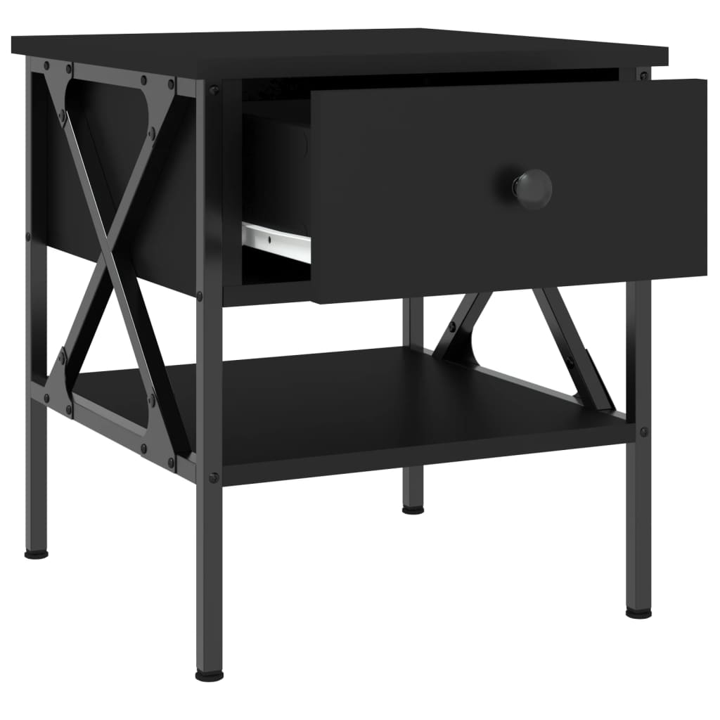 Nightstand, black, 40x42x45cm, engineered wood