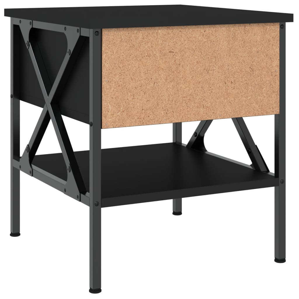 Nightstand, black, 40x42x45cm, engineered wood